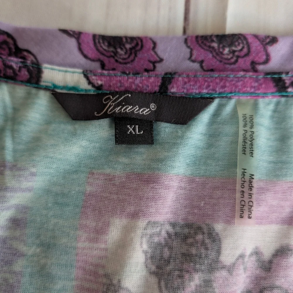 Women’s Size XL Knit Top Paisley Embellished Scoop Purple 3/4 Sleeve Kiara - Picture 10 of 11